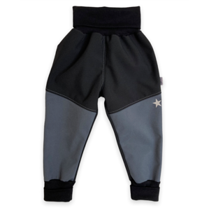 Vyrobeniny Dětské softshellové kalhoty s fleecem černá-šedá Velikost: 134 - 140