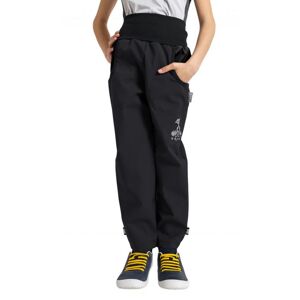 UNUO Softshellové kalhoty s fleecem černé + reflexní obrázek Evžen Velikost: 110 - 116