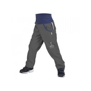 UNUO Softshellové kalhoty s fleecem tm. šedé + reflexní obrázek Evžen Velikost: 104 - 110