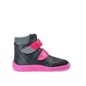 BEDA ZIMNÍ VYŠŠÍ EL Black/Pink - užší kotník | Dětské zimní zateplené barefoot boty - 32